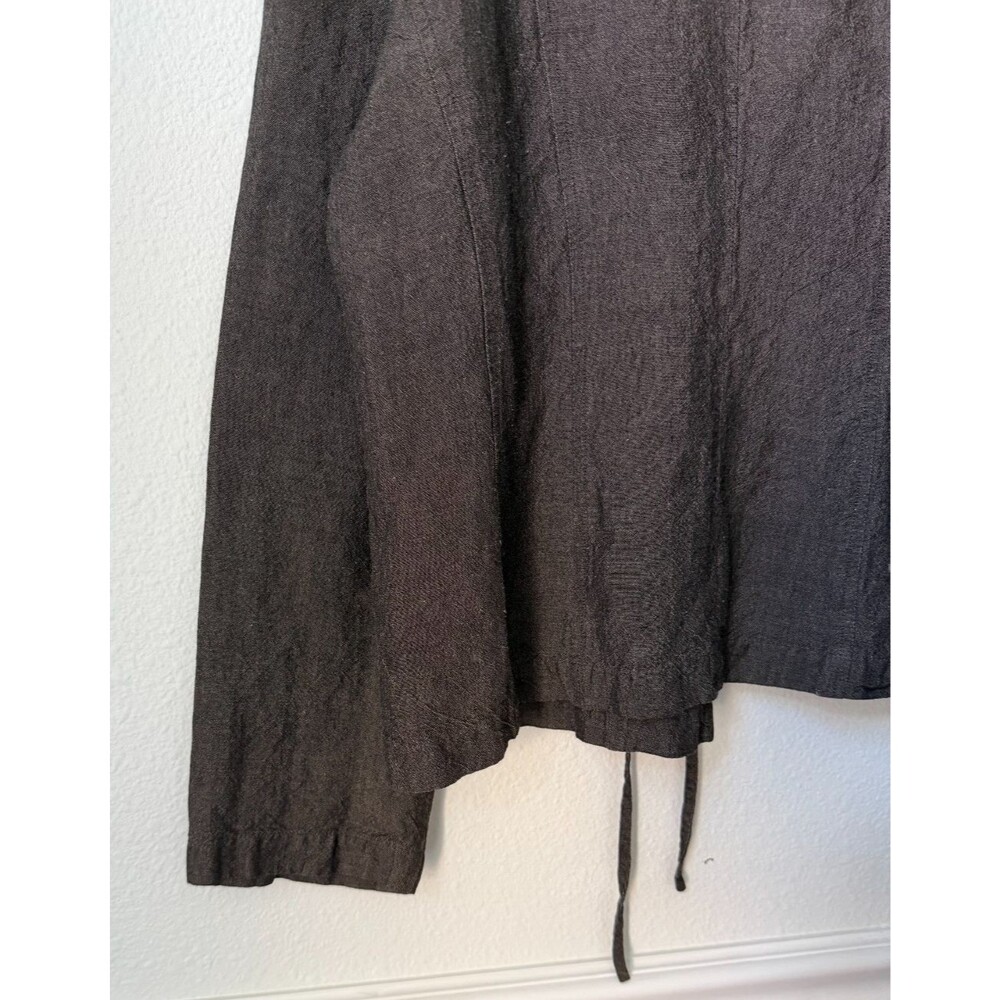 Eileen Fisher Jacket Womens Petite Large Brown Linen Blend Kimono Tie Front - Picture 7 of 10